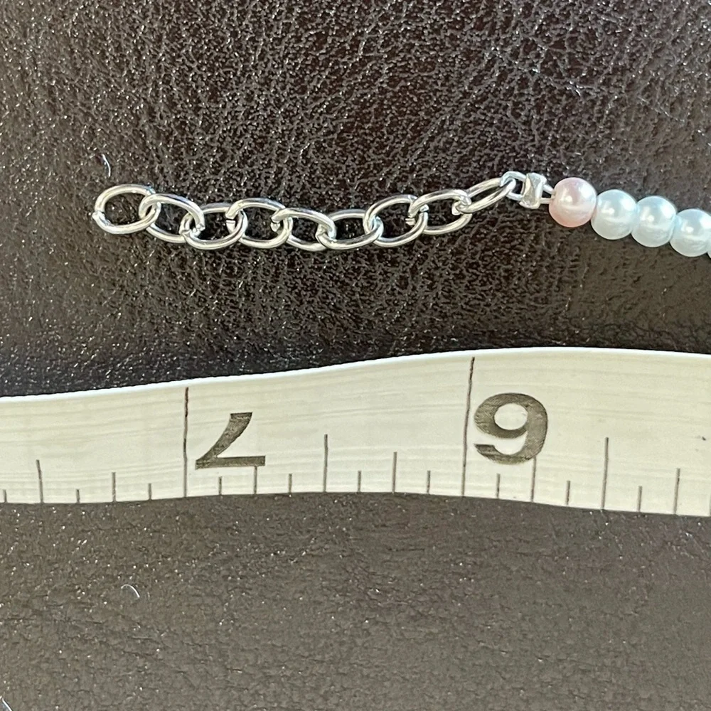 Faux pearl bead First Communion child bracelet with adjustable links